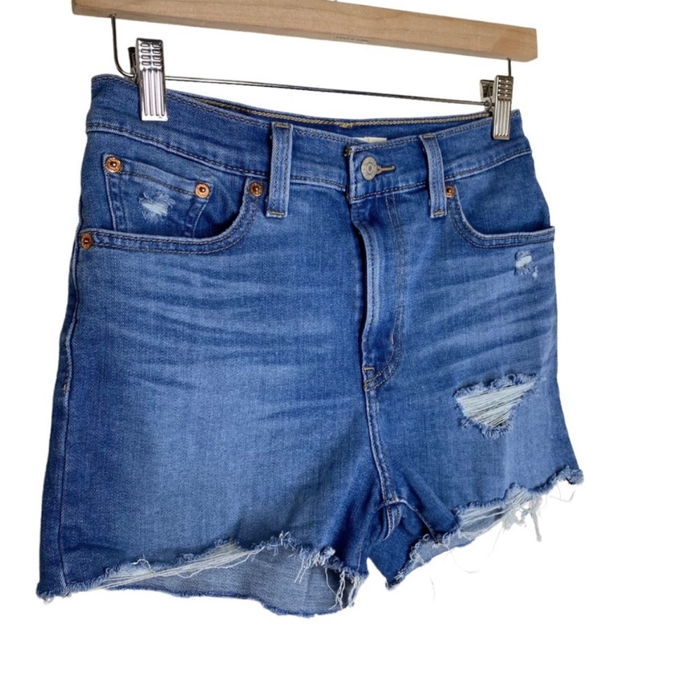 Levi's High Rise Jean Shorts Distressed Denim in Sapphire Dust Women's Size 27